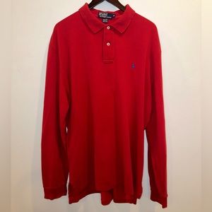 Vintage Polo by Ralph Lauren Red Long Sleeve Polo Shirt w/ Blue Pony XL